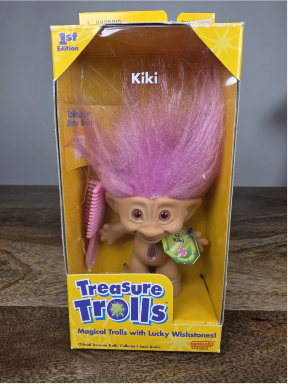 VTG 1998 Galoob Treasure Trolls Kiki 1st Edition Pink Hair NIB Pink Wishstone